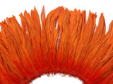 1/2 Yard - 8-10" Orange Strung Natural Bleach & Dyed Rooster Coque Tail Wholesale Feathers (Bulk)