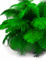10 Pieces - 17-19" Kelly Green Large Bleached & Dyed Ostrich Drabs Body Feathers