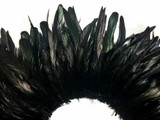 2.5  Inch Strip -  Black Strung Natural Bleach & Dyed Coque Tails Feathers