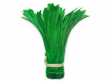 1/2 Yard - 8-10" Kelly Green Strung Natural Bleach & Dyed Rooster Coque Tail Wholesale Feathers (Bulk)
