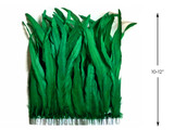 1 Yard - 10-12" Kelly Green Bleach & Dyed Coque Tails Long Feather Trim (Bulk)