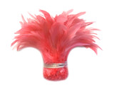 1 Yard - Coral Pink Bleached & Dyed Strung Rooster Schlappen Wholesale Feathers (Bulk)