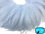 4 Inch Strip - Light Blue Strung Rooster Neck Hackle Feathers