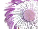 1 Piece - Lavender Whole Beaded Pinwheel Stripped Rooster Hackle Feather Plates