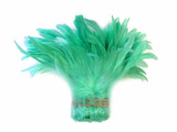 4 Inch Strip - Mint Green Bleached & Dyed Strung Rooster Schlappen Feathers