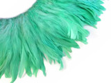 4 Inch Strip - Mint Green Bleached & Dyed Strung Rooster Schlappen Feathers