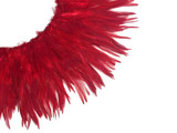 4 Inch Strip – 4-6” Dyed Red Strung Chinese Rooster Saddle Feathers 