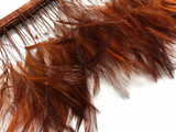 1 Yard - Brown Stripped Rooster Neck Hackle Eyelash Wholesale Feather Trim (Bulk)
