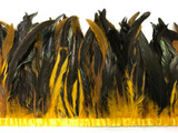 1 Yard - 10-12" Golden Yellow Dyed Over Natural Coque Tails Long Feather Trim (Bulk)