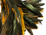 1 Yard - 10-12" Golden Yellow Dyed Over Natural Coque Tails Long Feather Trim (Bulk)