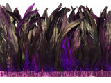1 Yard - 10-12" Purple Dyed Over Natural Coque Tails Long Feather Trim (Bulk)