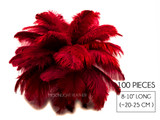 100 Pieces - 8-10" Burgundy Ostrich Dyed Drab Body Wholesale Feathers (Bulk)