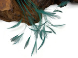 1 Yard - Hunter Green Stripped Rooster Neck Hackle Eyelash Wholesale Feather Trim (Bulk)