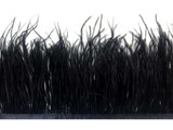 6 Inch Strip - Black Ostrich Fringe Trim Feather