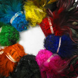 4 Inch Strip - Hot Pink Dyed Half Bronze Strung Rooster Schlappen Feathers