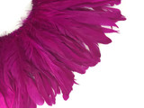 2.5  Inch Strip -  Fuchsia Pink Strung Natural Bleach & Dyed Coque Tails Feathers