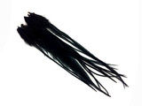 1 Dozen - Medium Solid Black Rooster Saddle Whiting Hair Extension Feathers