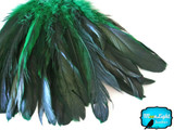 2.5  Inch Strip -  Green Half Bronze Natural Dyed Coque Tail Strung Feathers