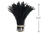 2.5  Inch Strip -  Natural Black Half Bronze Coque Tail Strung Rooster Feathers