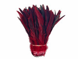 2.5  Inch Strip -  Red Half Bronze Natural Dyed Coque Tail Strung Feathers