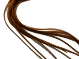 6 Pieces - XL Solid Brown Thick Long Grizzly Whiting Farm Rooster Saddle Hair Extension Feathers