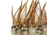 1 Dozen - Short Bleached Grizzly Whiting Farm Rooster Saddle Hair Extension Feathers