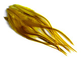 1 Dozen - Medium Yellow Badger Rooster Saddle Whiting Hair Extension Feathers