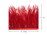 6 Inch Strip - Red Ostrich Fringe Trim Feather