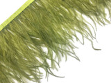 1 Yard - Olive Green Ostrich Fringe Trim Wholesale Feather (Bulk)
