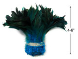 1 Yard - Turquoise Half Bronze Strung Rooster Schlappen Wholesale Feathers (Bulk)