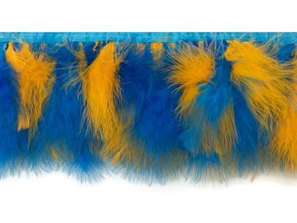 1 Yard - Golden Blue Marabou Turkey Fluff Feather Fringe Trim