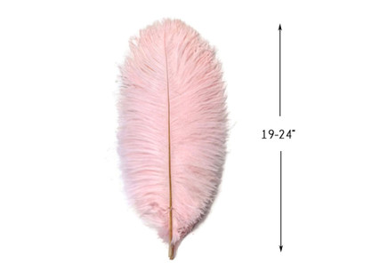 10 Pieces - 19-24" Light Pink Ostrich Dyed Drabs Body Feathers