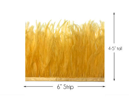 6 Inch Strip - Golden Yellow Ostrich Fringe Trim Feather