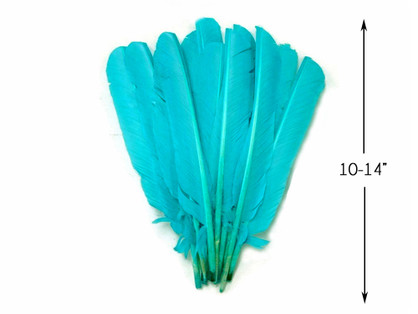1/4 Lb - Light Blue Turkey Pointers Quill Large Wholesale Feathers (Bulk)