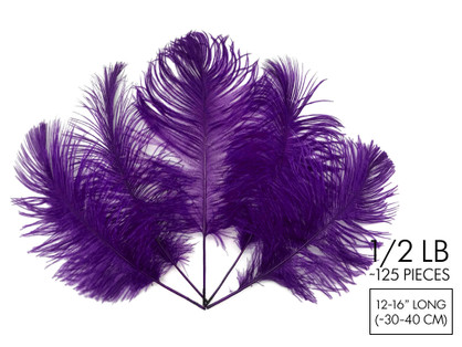 1/2 Lb - 12-16" Purple Ostrich Tail Wholesale Fancy Feathers (Bulk)