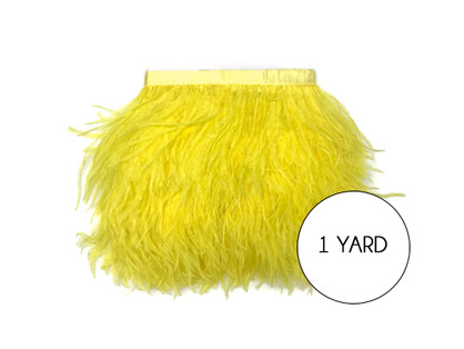 1 Yard - Yellow Ostrich Fringe Trim Wholesale Feather (Bulk)