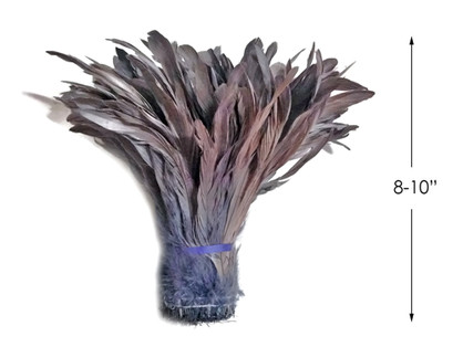 1/2 Yard -  8-10" Silver Gray Strung Natural Bleach & Dyed Rooster Coque Tail Wholesale Feathers (Bulk)