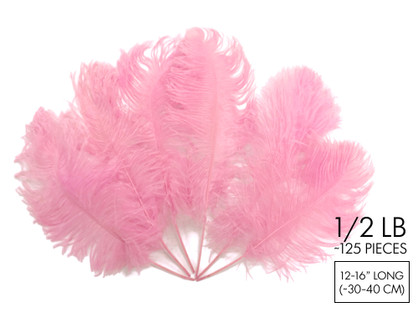 1/2 Lb - 12-16" Light Pink Ostrich Tail Wholesale Fancy Feathers (Bulk)