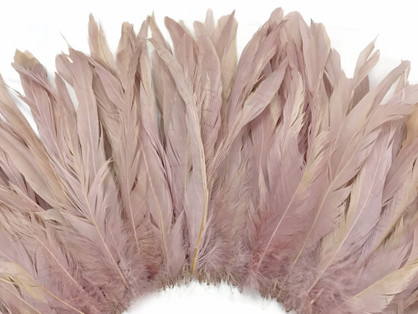 2.5  Inch Strip -  Taupe Strung Natural Bleach & Dyed Coque Tails Feathers