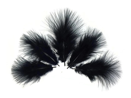 1/4 Lb - Black Turkey Marabou Short Down Fluffy Loose Wholesale Feathers (Bulk)