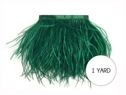 1 Yard - Hunter Green Ostrich Fringe Trim Wholesale Feather (Bulk)