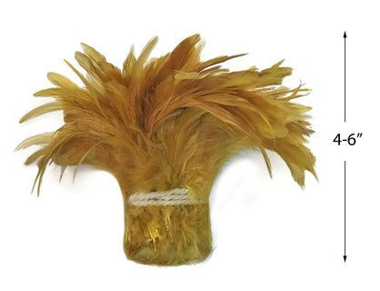 1 Yard - Old Gold Bleached & Dyed Strung Rooster Schlappen Wholesale Feathers (Bulk)
