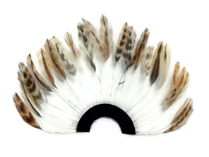 1 Piece - Chinchilla Half Beaded Pinwheel Stripped Rooster Hackle Feather Pads