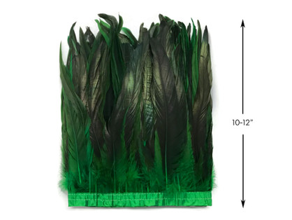 1 Yard - 10-12" Kelly Green Dyed Over Natural Coque Tails Long Feather Trim (Bulk)