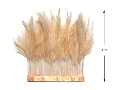 1 Yard - Beige Stripped Rooster Neck Hackle Eyelash Wholesale Feather Trim (Bulk)