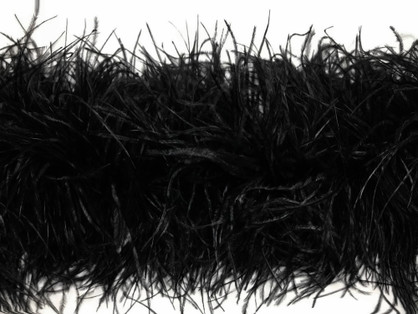 2 Yards - 5 Ply Black Heavy Weight Ostrich Fluffy Feather Boa
