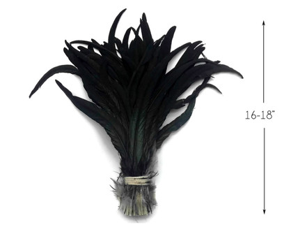 1/8 Lb. -  16-18" Natural Black Half Bronze Coque Tail Strung Wholesale Feathers (Bulk)