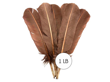 1 Lb. - Light Brown Turkey Tom Rounds Secondary Wing Quill Wholesale Feathers (Bulk)