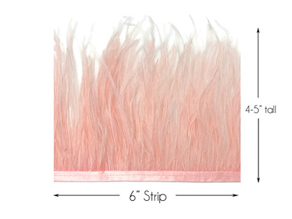 6 Inch Strip - Pink Blush Ostrich Fringe Trim Feather