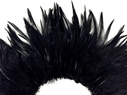 4 Inch Strip - 4-6" Black Strung Chinese Rooster Saddle Feathers